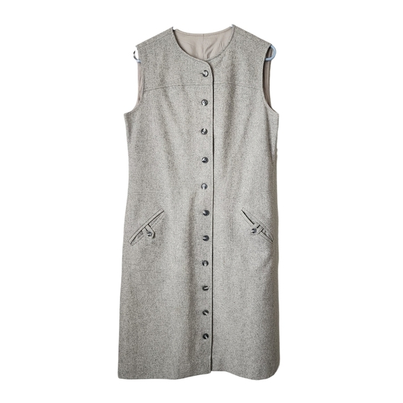 CADILLAC x VINTAGE 100% wool‎ lined military inspired sleeveless button up dress - Picture 1 of 11